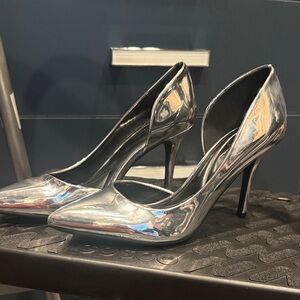 Metallic Silver Heels